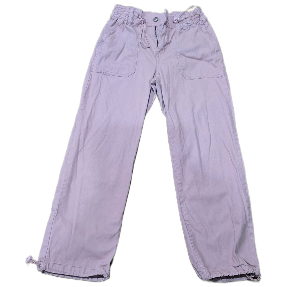 Celebrity Pink Mauve Wide Leg Cargo Pants Elastic Waist Toggle Hem Grunge Size S